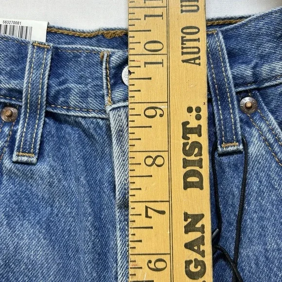 Levis Premium 501 Jean Shorts Women 27 Blue BIG E High Rise Distressed Cut Off - Picture 14 of 16
